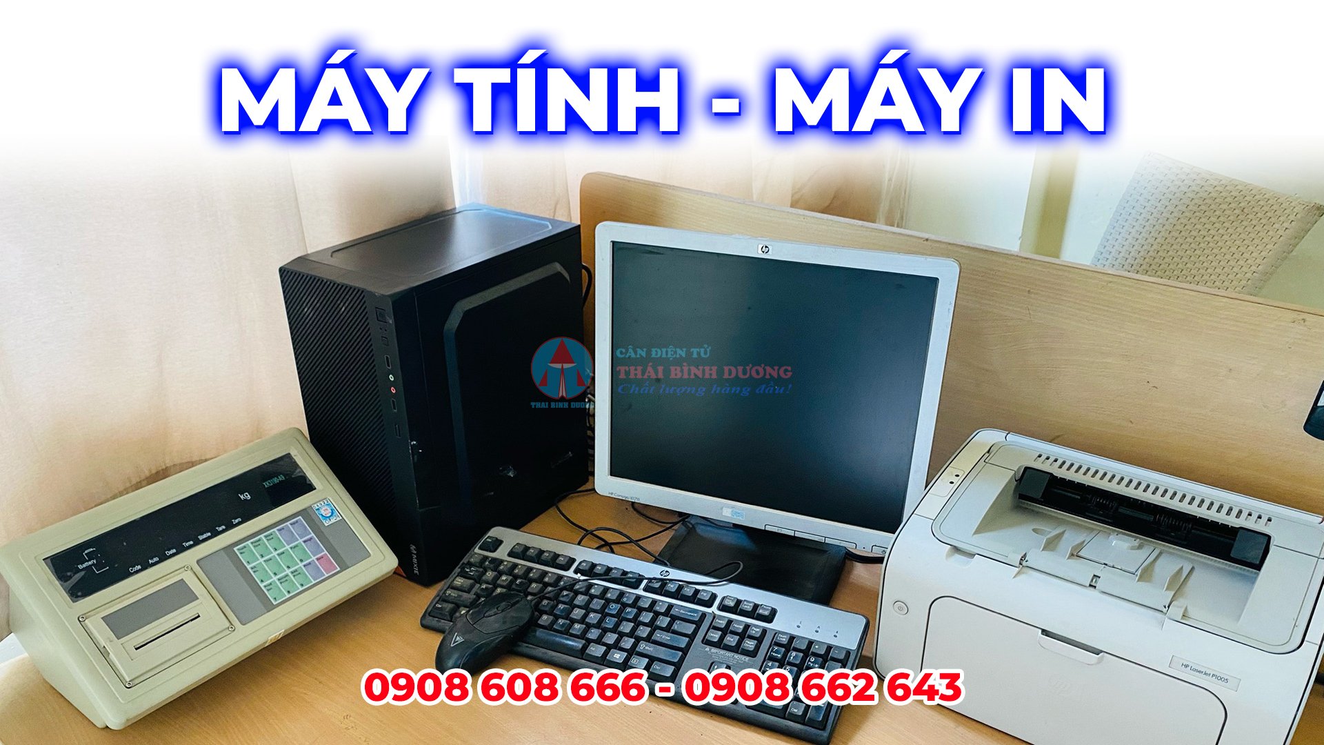 máy tính máy in kết nối trạm cân